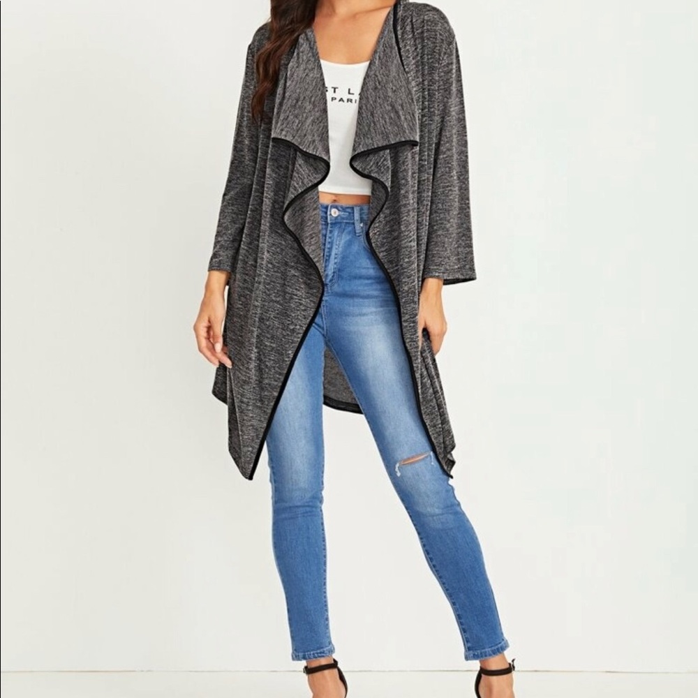 Draped collar space dye cardigan